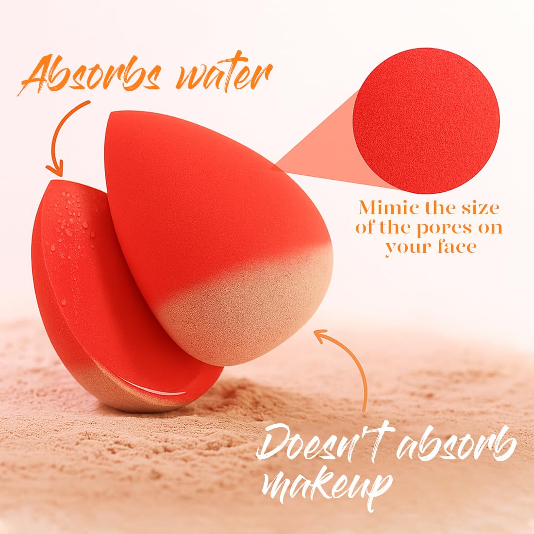 BEAKEY Makeup Sponge Set 5 Pack Micro Porous Low Absorption Soft Latex Free Foundation Beauty Sponges & Blenders for Powder Cream - Image 4