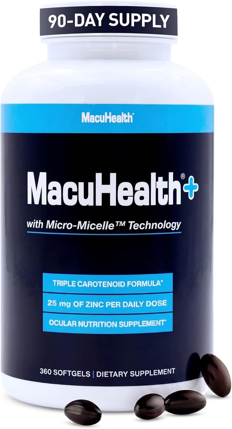 MacuHealth Plus+ Eye Vitamins Supplement for Adults - 90 Day Supply with Lutein, Zeaxanthin, and Meso-Zeaxanthin - Unflavored, Vitamin for Eyes - Image 2