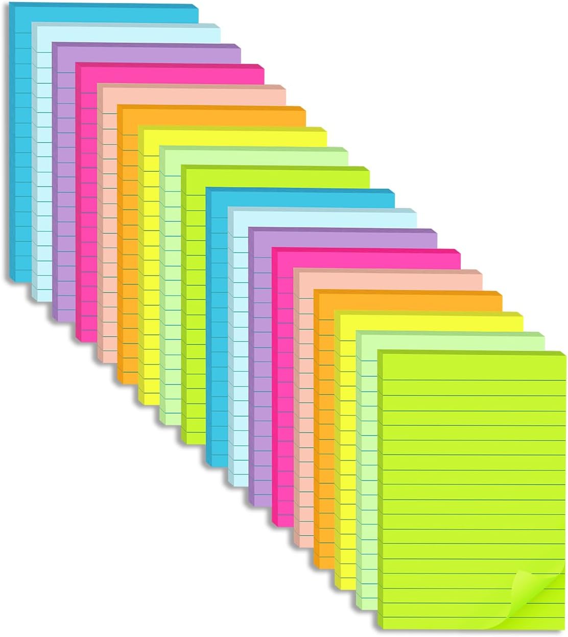 (18 Pack) Lined Sticky Notes 4x6 in,Large Notepads with Lines,Ruled Stickies Super Sticking Power,Office School Memo Note Pads Bright Colors,Post on Windows Doors,Recyclable,Easy to Write on - Image 2