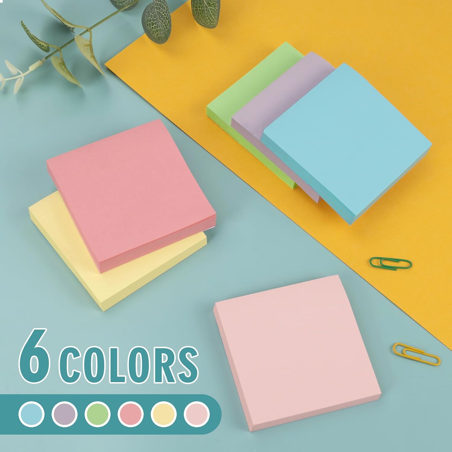 Sticky Notes 3x3 Small Self-Stick Pads, 48 Pads in 6 Pastel Colors, Cute Sticky Notes, Adhesive Memo Pads for Office, Home, School, Meetings, 100 Sheets/Pad - Image 4