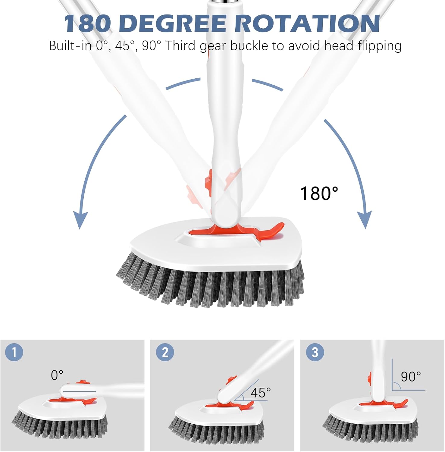 SetSail Tile Tub Scrubber Brush 3-in-1 Shower Scrubber with 52-inch Adjustable Long Handle Shower Cleaner Brush and 3 Detachable Replacement Brush Heads for Cleaning Bathroom Kitchen Walls Tub Tile - Image 4
