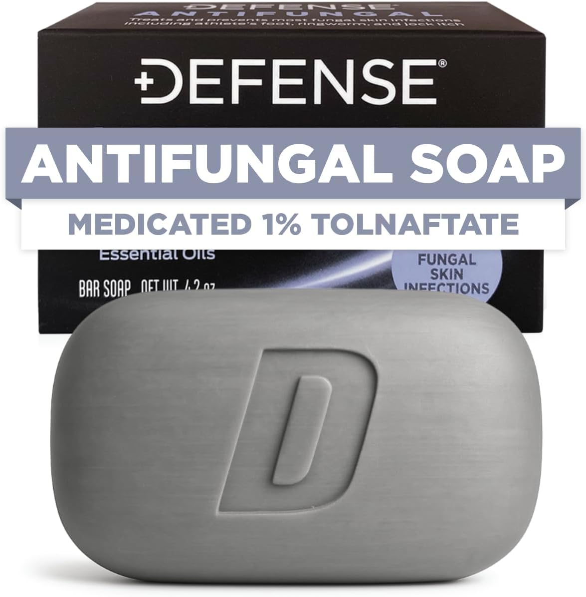 Defense Antifungal Bar Soap | Jock Itch, Ringworm, Athlete's Foot, Skin Fungus | Medicated Anti Fungal Treatment (One Bar, No Case) - Image 2