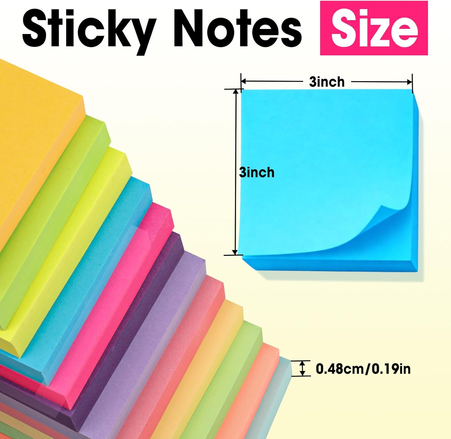 120 Pads Sticky Notes 3x3, Self-Stick Pads Bulk Bright Colors, School Supplies, Office Products, 50 Sheet/Pad - Image 3