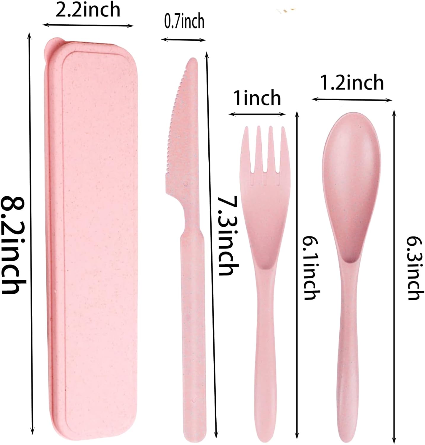 Reusable Travel Utensil Set, Plastic Fork Spoon Knife with Case, BPA-Free Portable Cutlery for Camping, Picnic & Office (Pink) - Image 4
