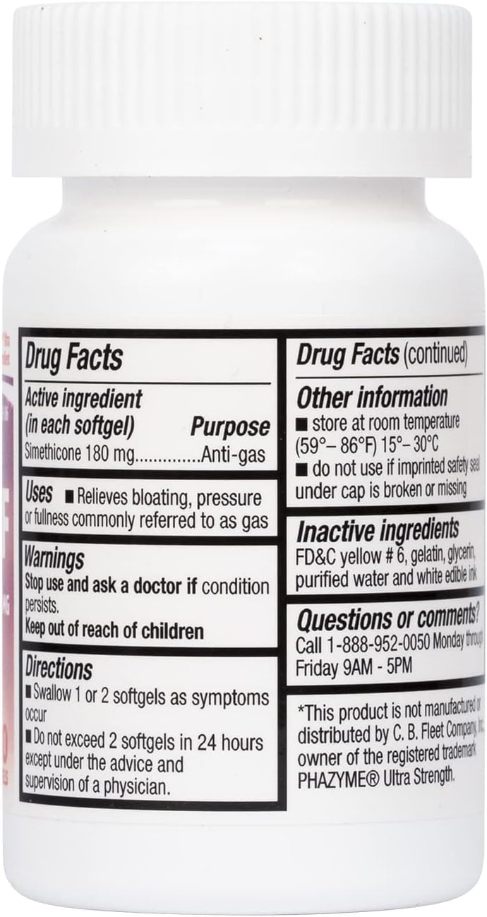 HealthA2Z® Gas Relief, Simethicone 180mg, Fast Acting Gas Relief, Bloating, Pressure, Stomach Discomfort, Anti Flatulence, 120 Softgels - Image 5