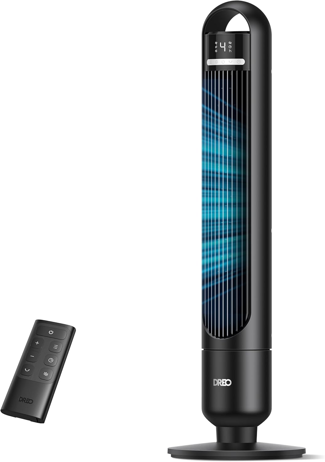 DREO Tower Fan for Bedroom, 90ยฐ Oscillating Standing Fans for Room with 4 Speeds, 3 Modes, 28dB Quiet for Sleep, 26ft/s Velocity, 8H Timer, Remote, Living Room, Office, Home, Black