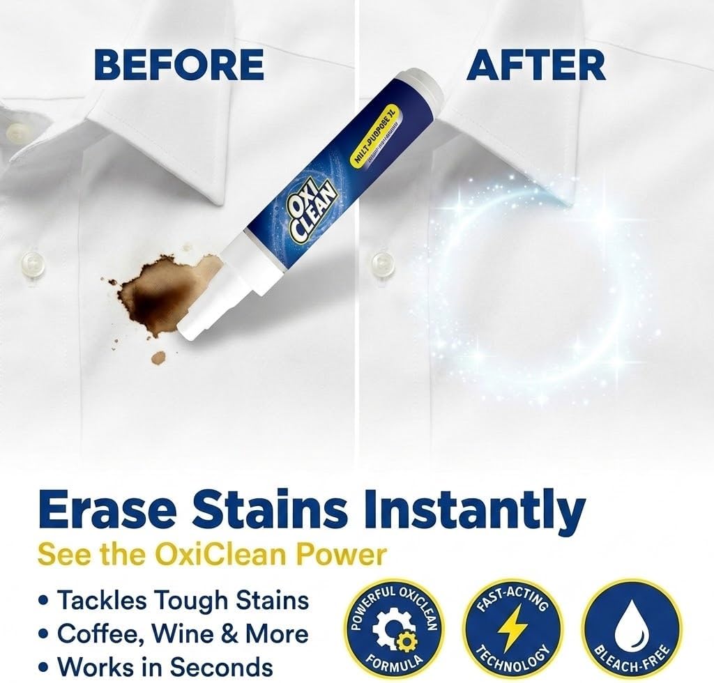 OxiClean On The Go Stain Remover Pen, 0.74 Fl Oz – Instant Travel Stain Cleaner for Clothes, Food, Wine, Coffee, Makeup, Portable & Easy Use - Image 4
