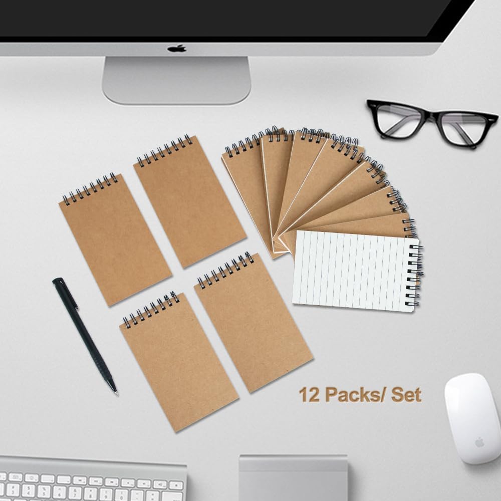 wavamawa Pocket Notebooks Set of 12, Small 3x5 Spiral Notepads, Office Style Mini Notebook, Small Notepad Pocket Size, Memo Pads for Home, College, Work or School - Lined College Ruled Paper - Image 6