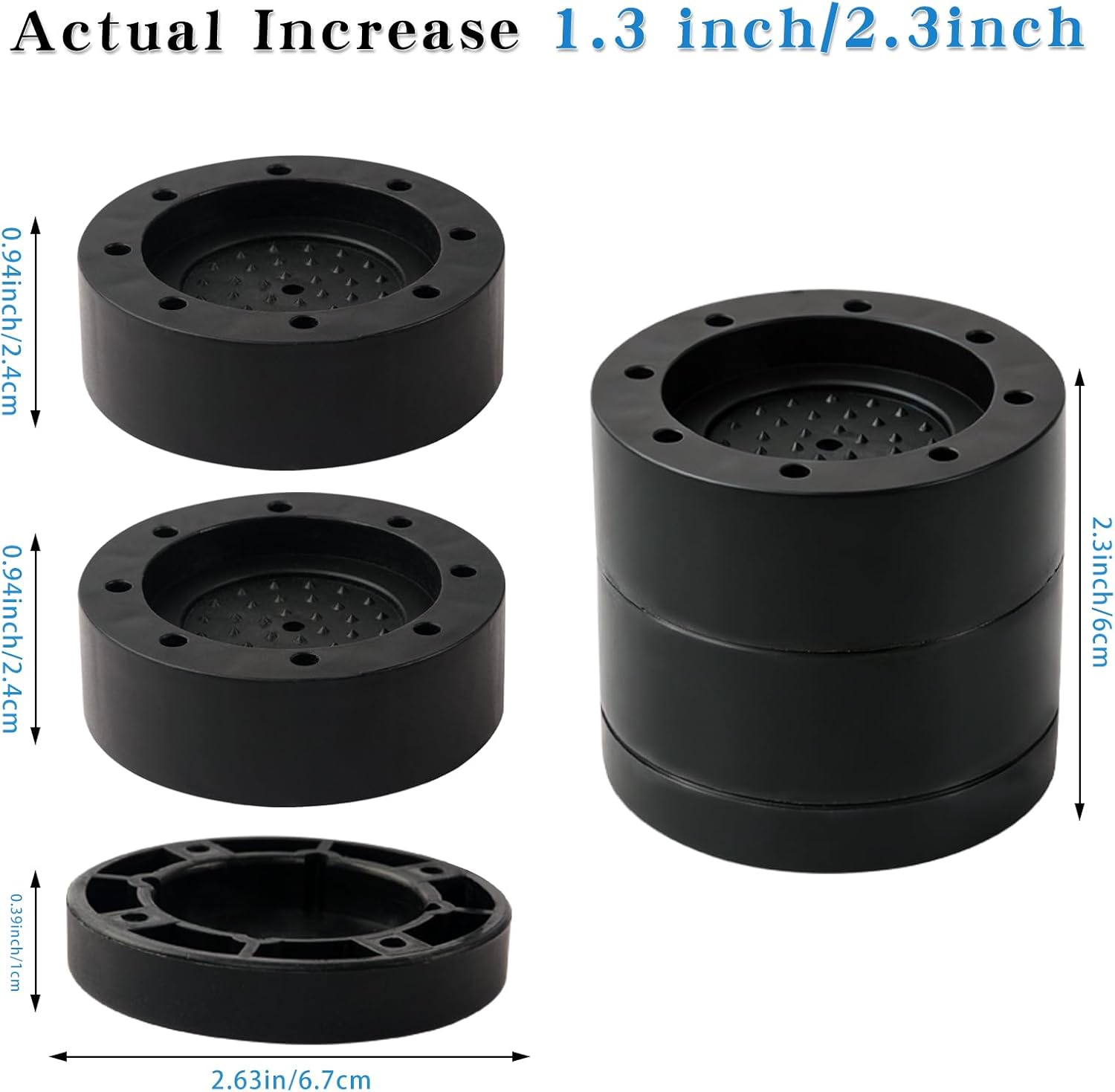 Bed Risers Adjustable Furniture Risers Heavy Duty Lifts Height 2 Inch, Round Bed Lifts Risers for Desk Table Couch Chair Sofa (Set of 4) (Black,Set of 8) - Image 3