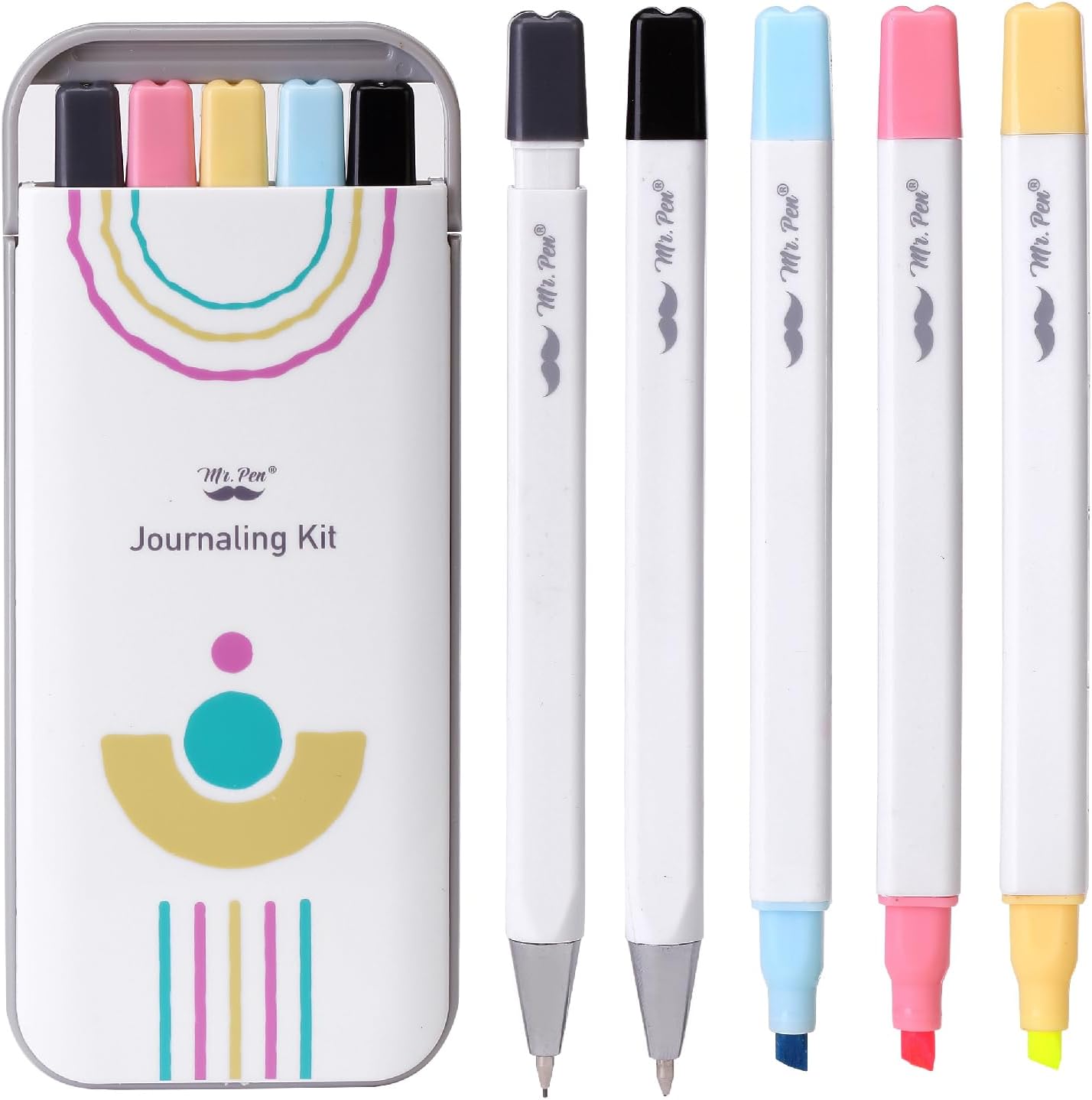 Mr. Pen- Journaling Kit, 5 Pack, Journaling Pens and Highlighters and Mechanical Pencil with Hard-Shell Carrying Case, Journaling Supplies Kit, Journaling Set, Journaling Pens and Markers - Image 2