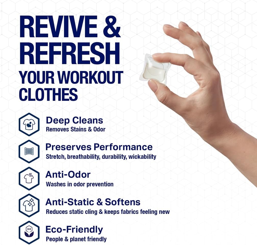 HEX Performance Laundry Detergent Packs, Unscented, 75 Count – Activewear Detergent Pods for Odor & Sweat Removal, Fragrance-Free Sport Wash, HE Compatible - Image 3