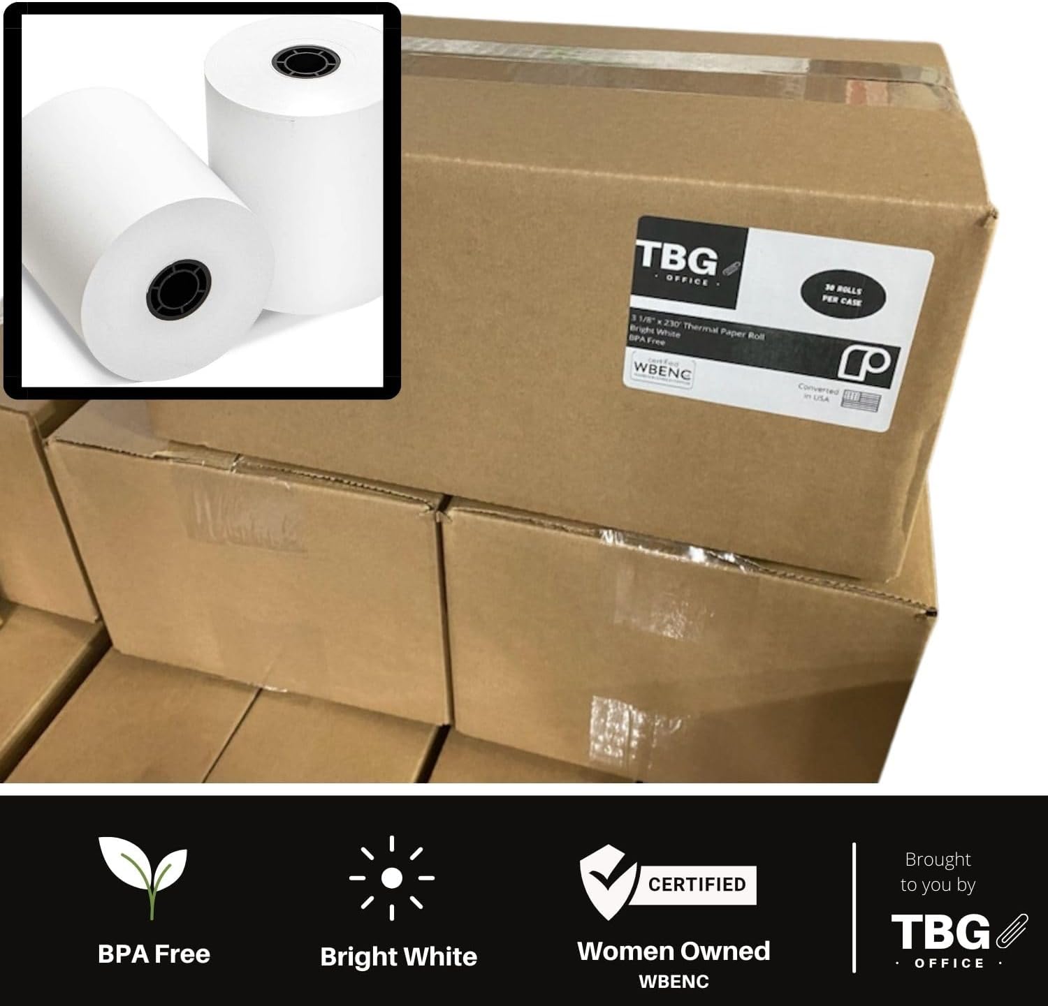 3 1/8” x 230' Thermal Paper Rolls - BPA FREE – MADE IN USA - Receipt paper rolls – Point of Sale Cash Register - Thermal printer paper - Credit Card Paper - for POS systems (1 Case - 30 Rolls) - Image 4