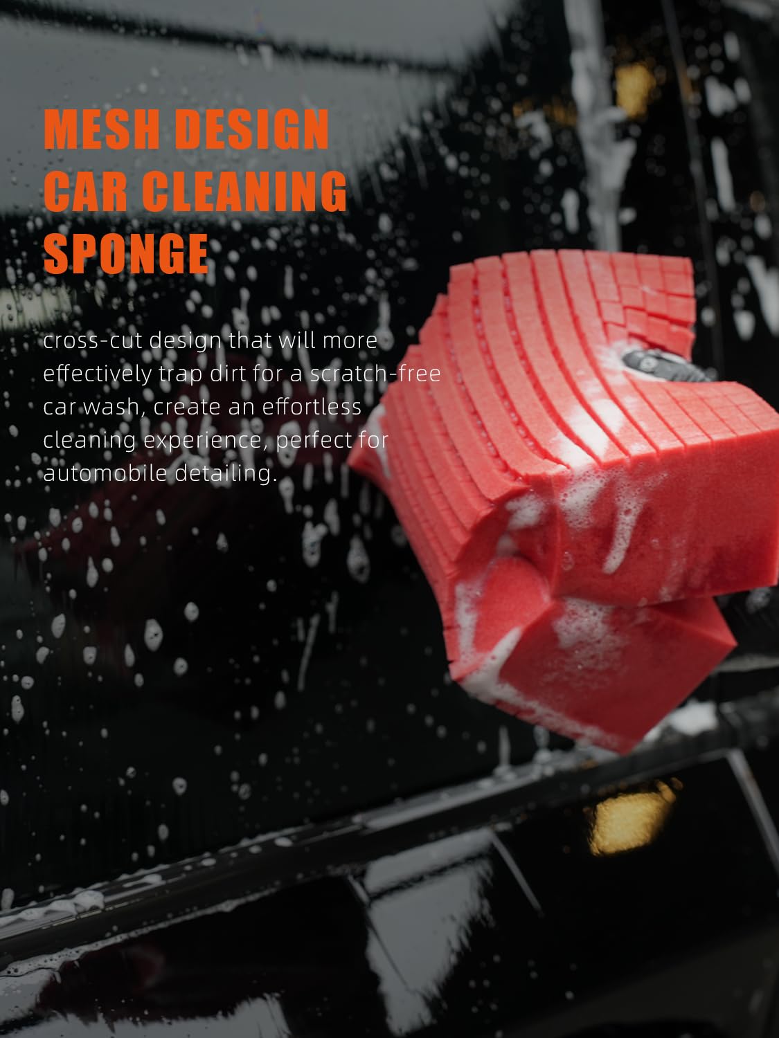 Car Wash Sponge, SPTA 3 Pack Big Red Sponge, Scratch-Free Car Cleaning Sponge, Durable Cross Cut Grid Sponge for Auto Multi Use Cleaning Washing Surfaces - Image 6