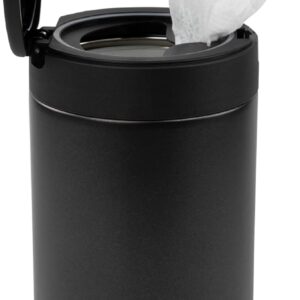 Spectrum Disinfecting Wipes Container Refillable Stainless Steel Wipe Holder for Bathroom Kitchen School Classroom, Reusable Push Button Wet Wipe Dispenser for Disinfect Cleaning Countertop, Black