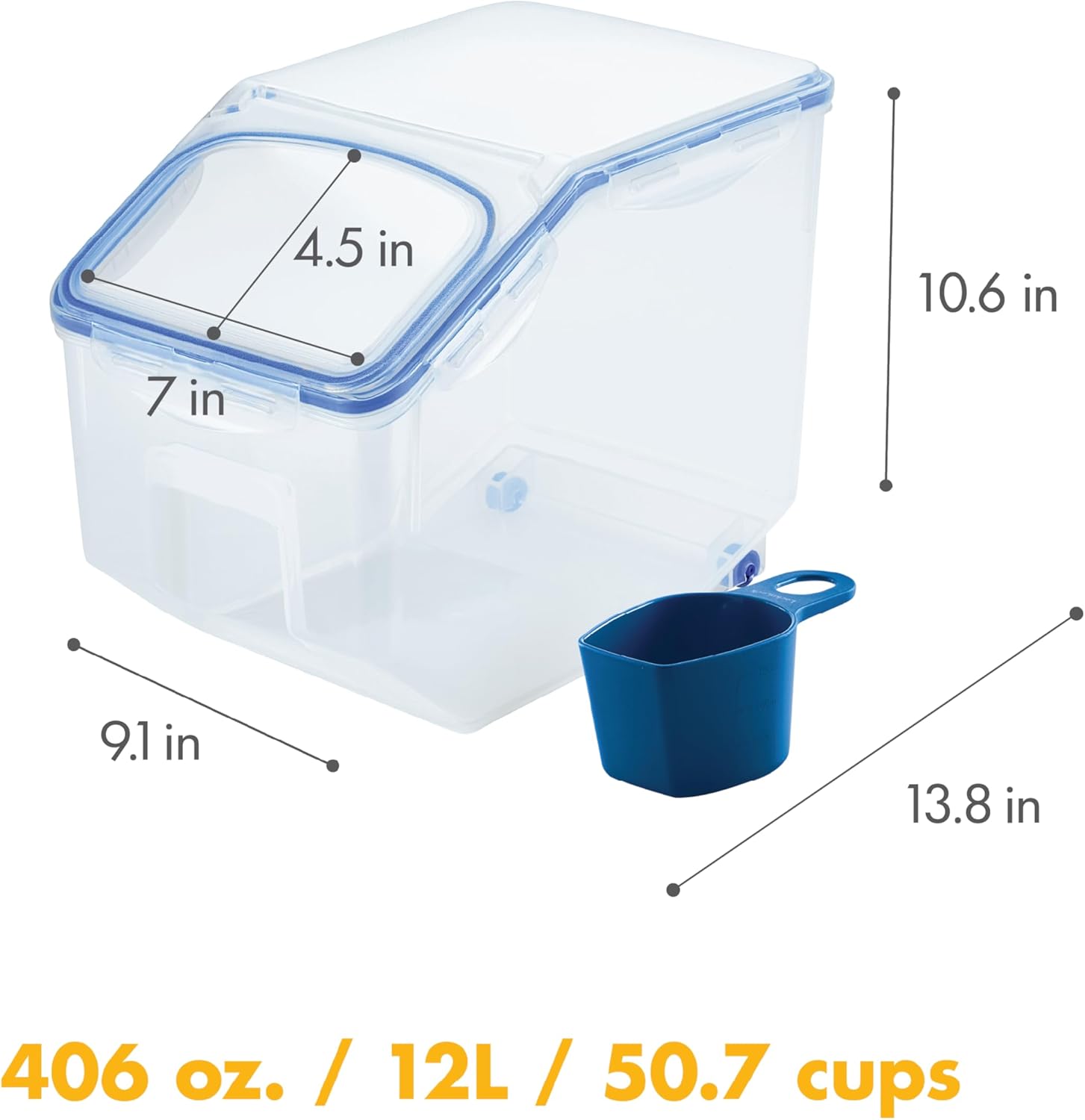 Lock & Lock Bulk Storage Bins Food Storage Container with Wheels (50.72-Cup) - Image 3