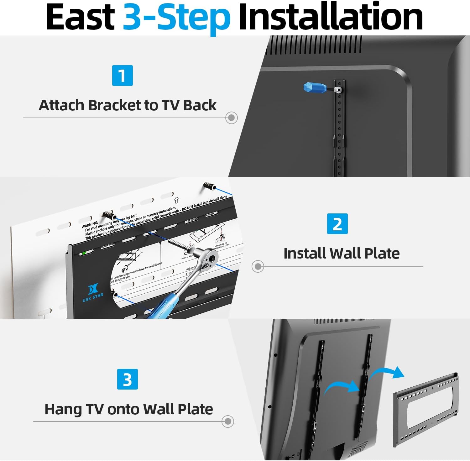 85 86 98 100 inch Heavy Duty TV Wall Mount for 55-120 inch Large TVs up to 220 LBS & 900x600mm Vesa, Ultra Slim Fixed TV Mount, Low-Profile TVS Bracket, 16" 24" 32" Wood Stud, Fit Most 65+ 75+ 120 TVs - Image 9