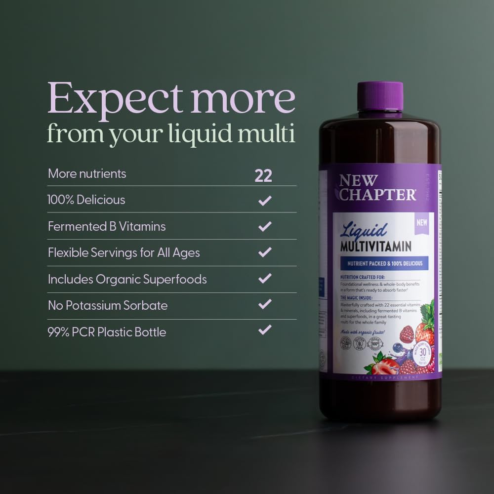 New Chapter Liquid Multivitamin + Mineral Supplement for Whole-Body Benefits, 100% Delicious Multivitamin for Adults, Teens & Kids 2+, Ready to Absorb Faster, Mixed Berry Flavored, 30 oz - Image 6