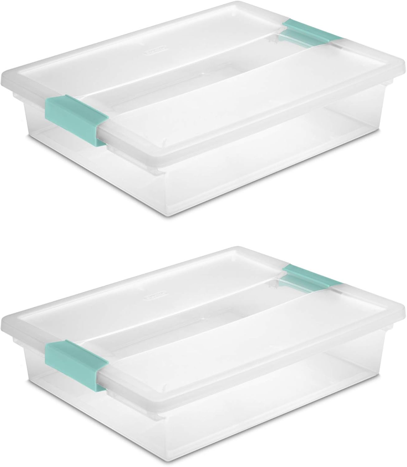 STERILITE 19638606 Large Clip Box, Clear with Blue Aquarium Latches 2 pieces (Large) - Image 2