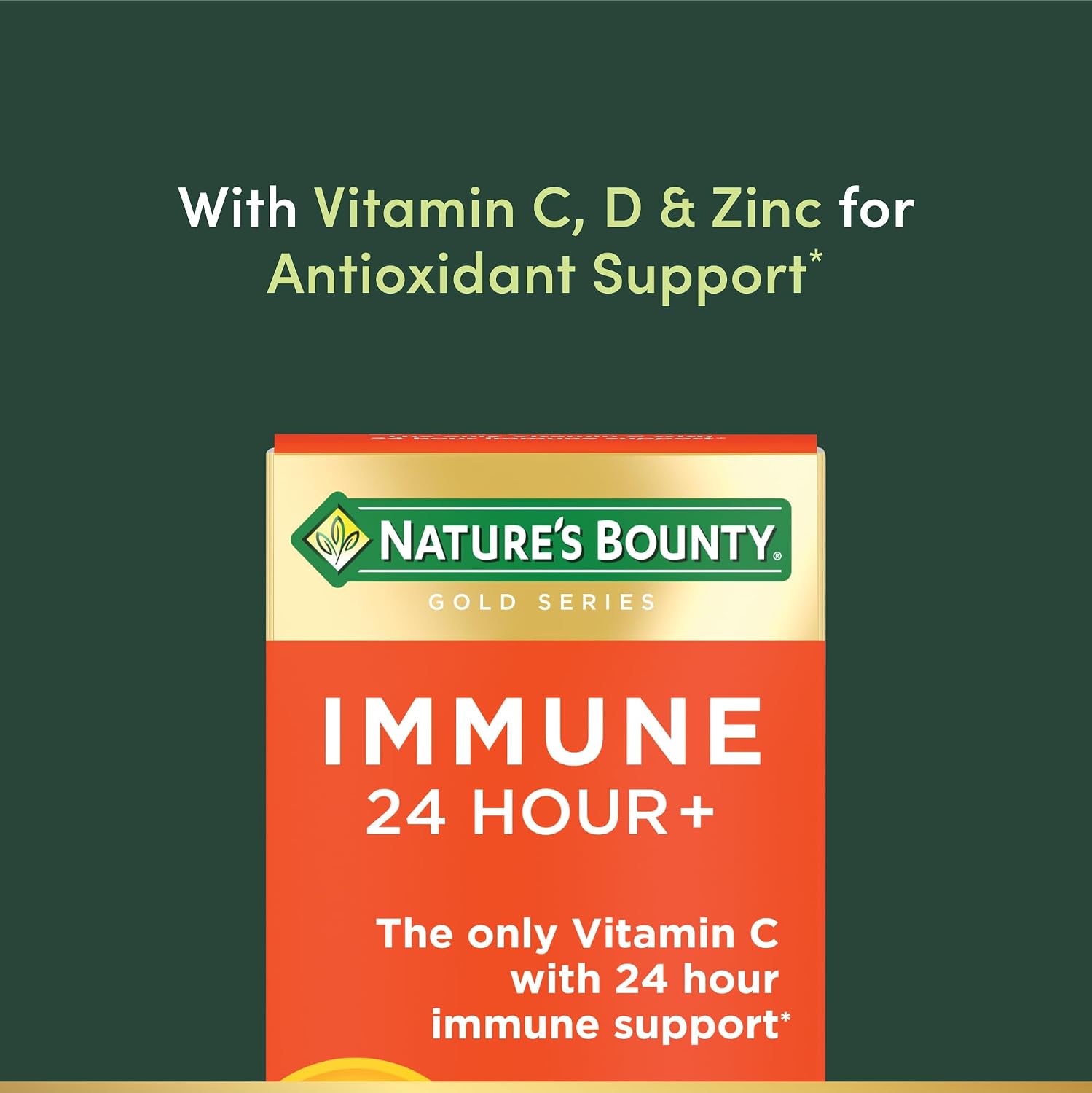 Nature's Bounty Immune 24 Hour +, The only Vitamin C with 24 Hour Immune Support from Ester-C, 1000 mg Vitamin C, D & Zinc, Gluten Free, Rapid Release Softgels, 2 Softgels per Day, 50 Count - Image 4