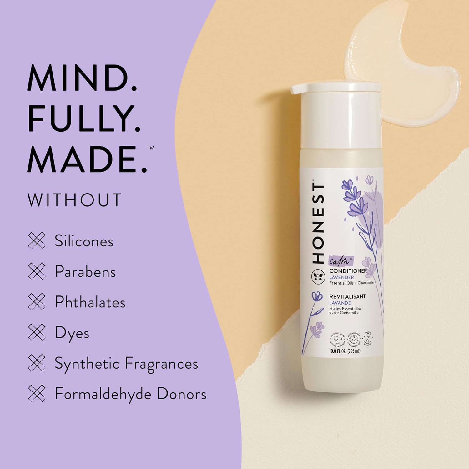 The Honest Company Silicone-Free Conditioner, Gentle Tear-Free Hypoallergenic Baby Hair Care with Naturally Derived Ingredients Lavender Calm 10 fl oz - Image 6
