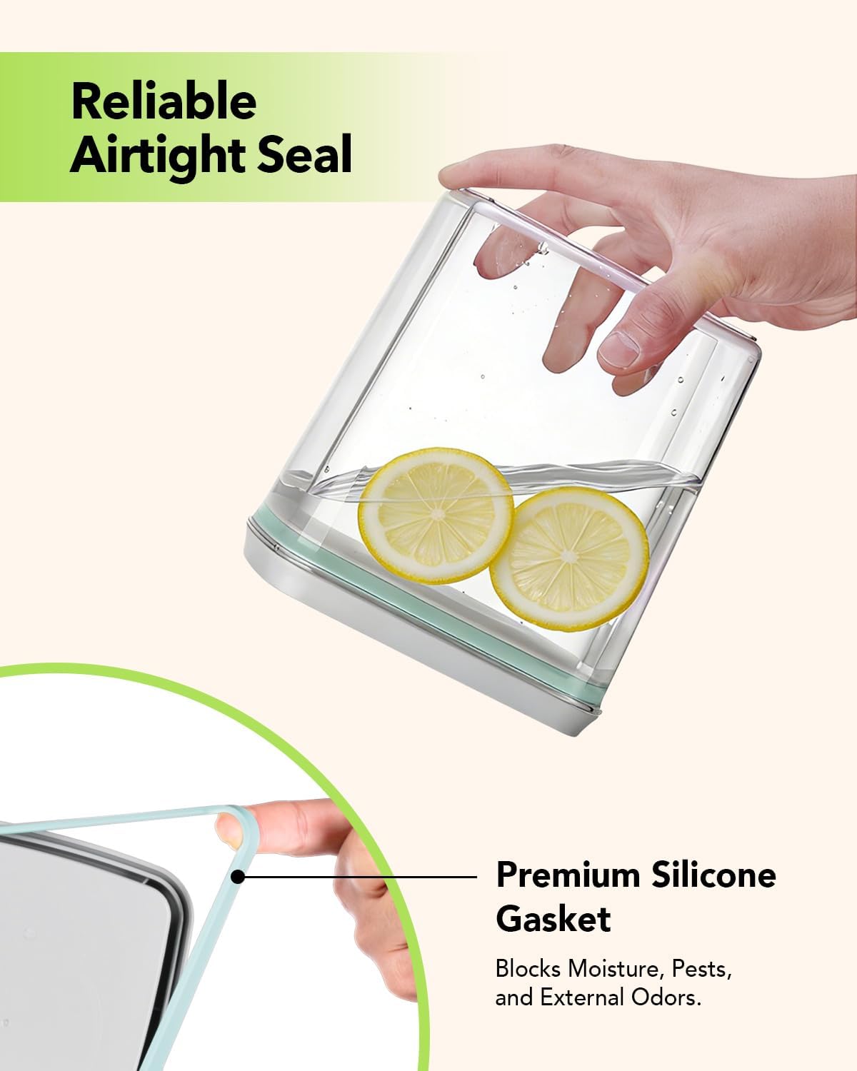 Airtight Food Storage Containers Set with One-Touch Lid, 2-Pack (2.8 QT / 2.65 L) Stackable PET, Best for Cereal, Flour, Rice & Baking Organizers. - Image 4