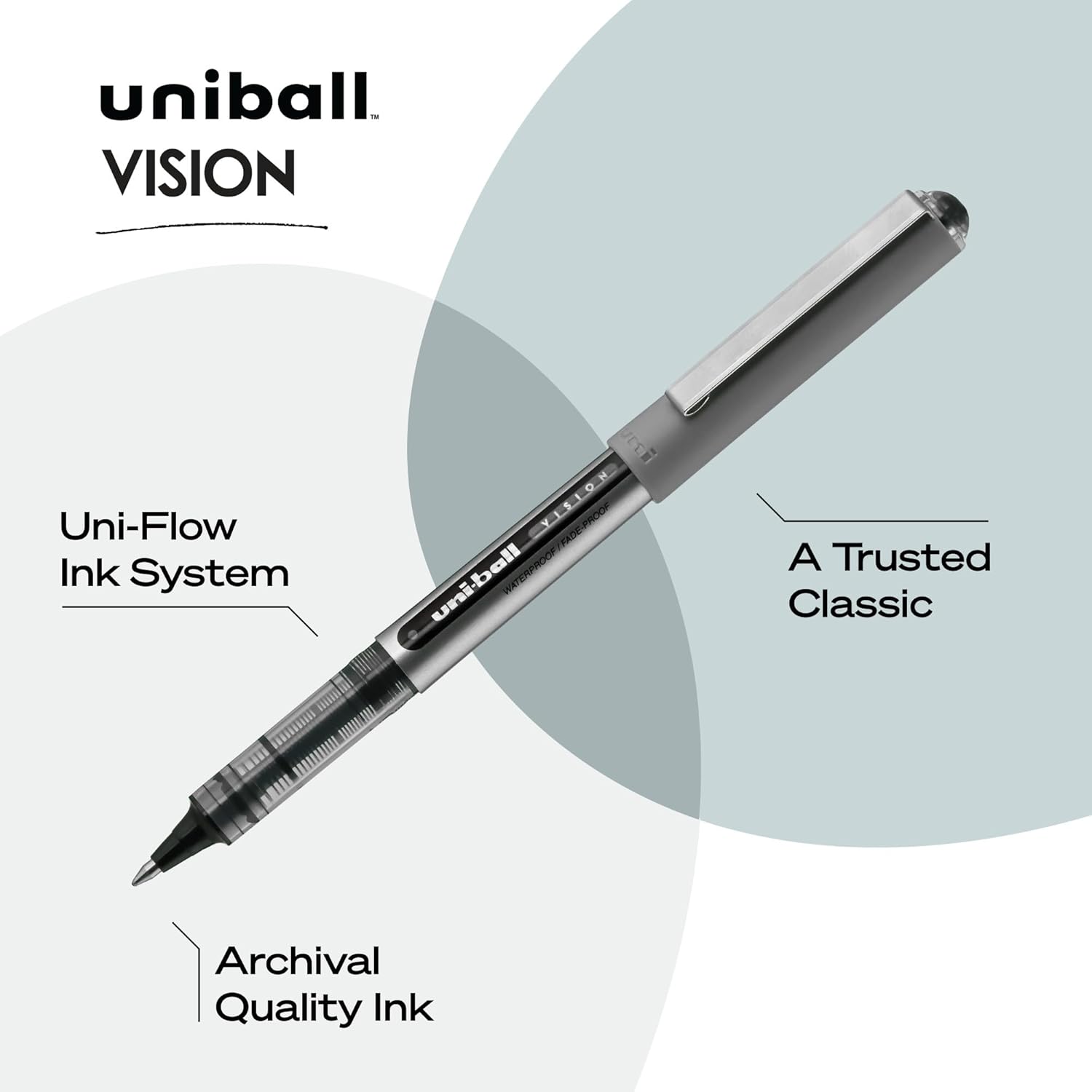 uni-ball Vision Stick Roller Ball Pens, Fine Point, Black Ink, Pack of 4 - Image 4