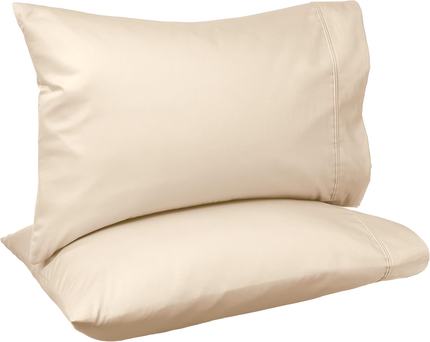 Amazon Basics 400 Thread Count Cotton Pillow Cases, Standard Size, 30" x 20", Beige, Set of 2, Pillows Not Included - Image 2