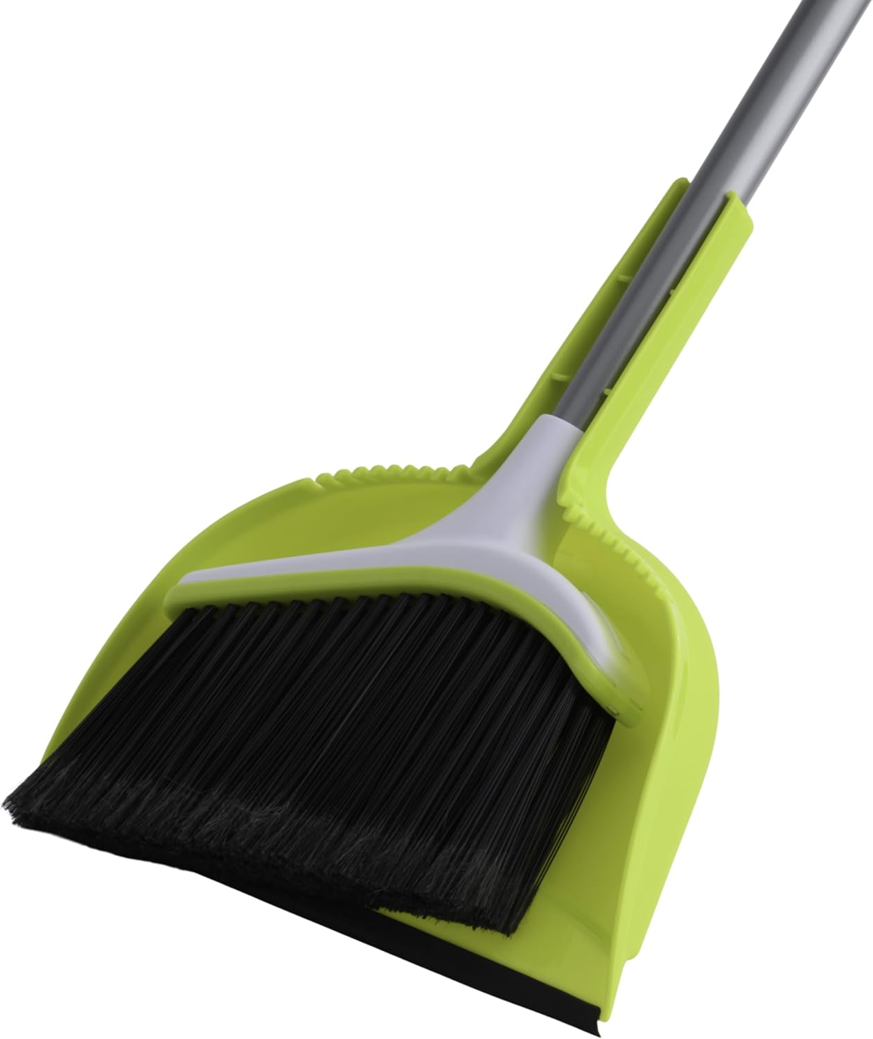Casabella Basics 2-Piece Angled Broom and Dustpan Set, 44" Angled Broom with Long Handle and Dustpan, Silver/Green - Image 3