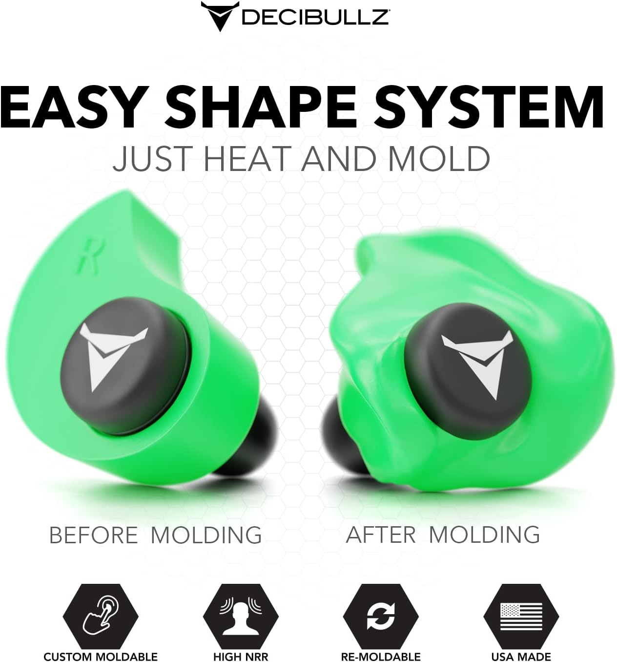 Decibullz - Custom Molded Earplugs, 31dB Highest NRR, Comfortable Hearing Protection for Shooting, Travel, Work and Concerts - Image 3