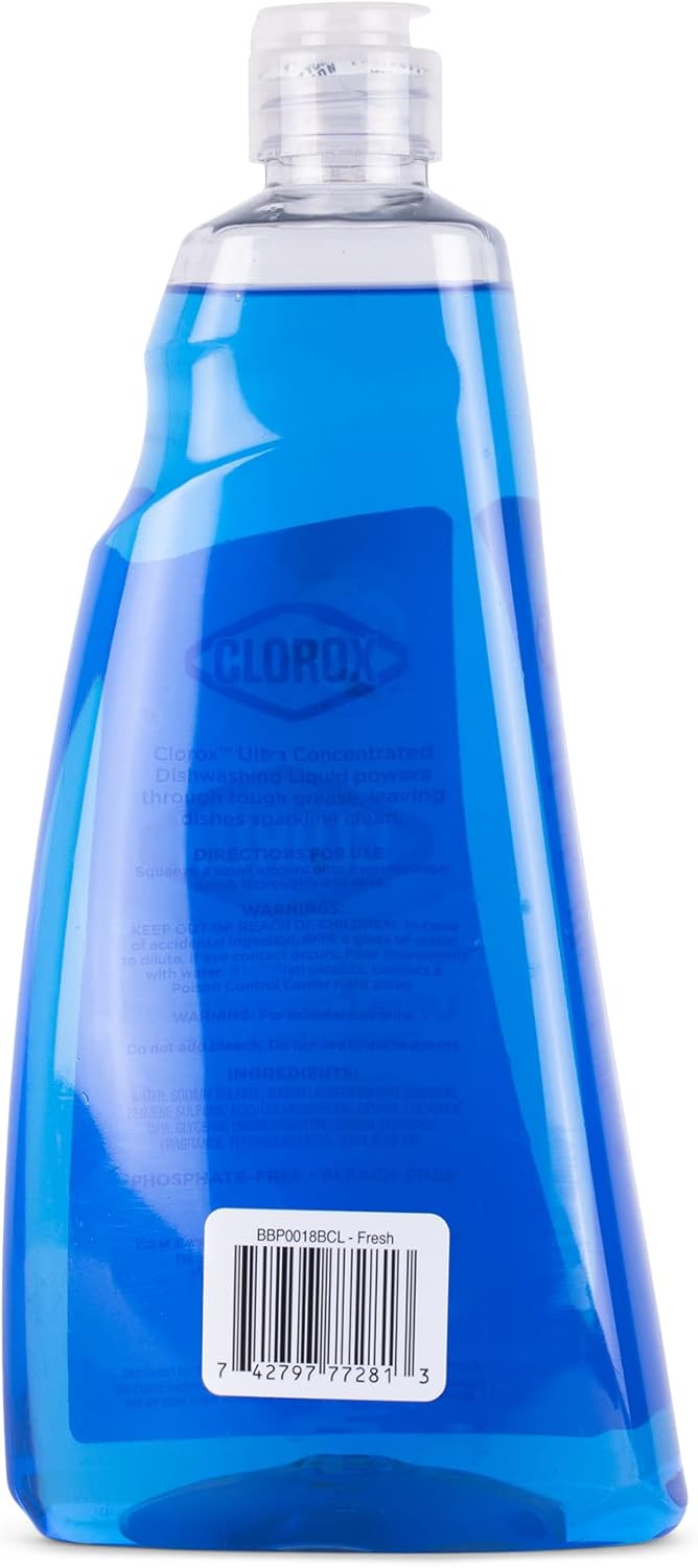 Clorox Ultra Concentrated Liquid Dish Soap with OXI, Fresh Scent - Bleach-Free Dermatologist Tested Dishwashing Detergent That Powers Through Grease and Lifts Stains, 26 Fl Oz - Image 4