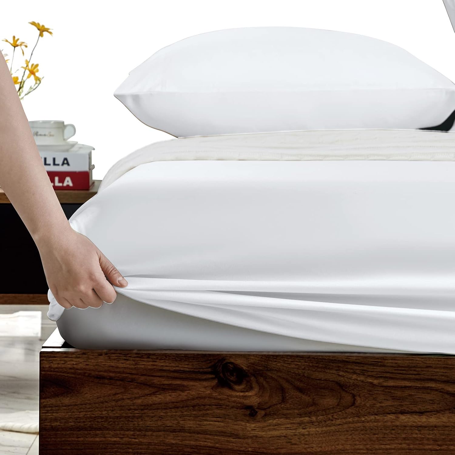 FreshCulture Twin Fitted Sheets, Bulk Pack of 6, Deep Pocket, Soft Microfiber Bottom Sheets for Home, Salons, Hotels, Twin Size Fitted Sheets Only (White) - Image 8