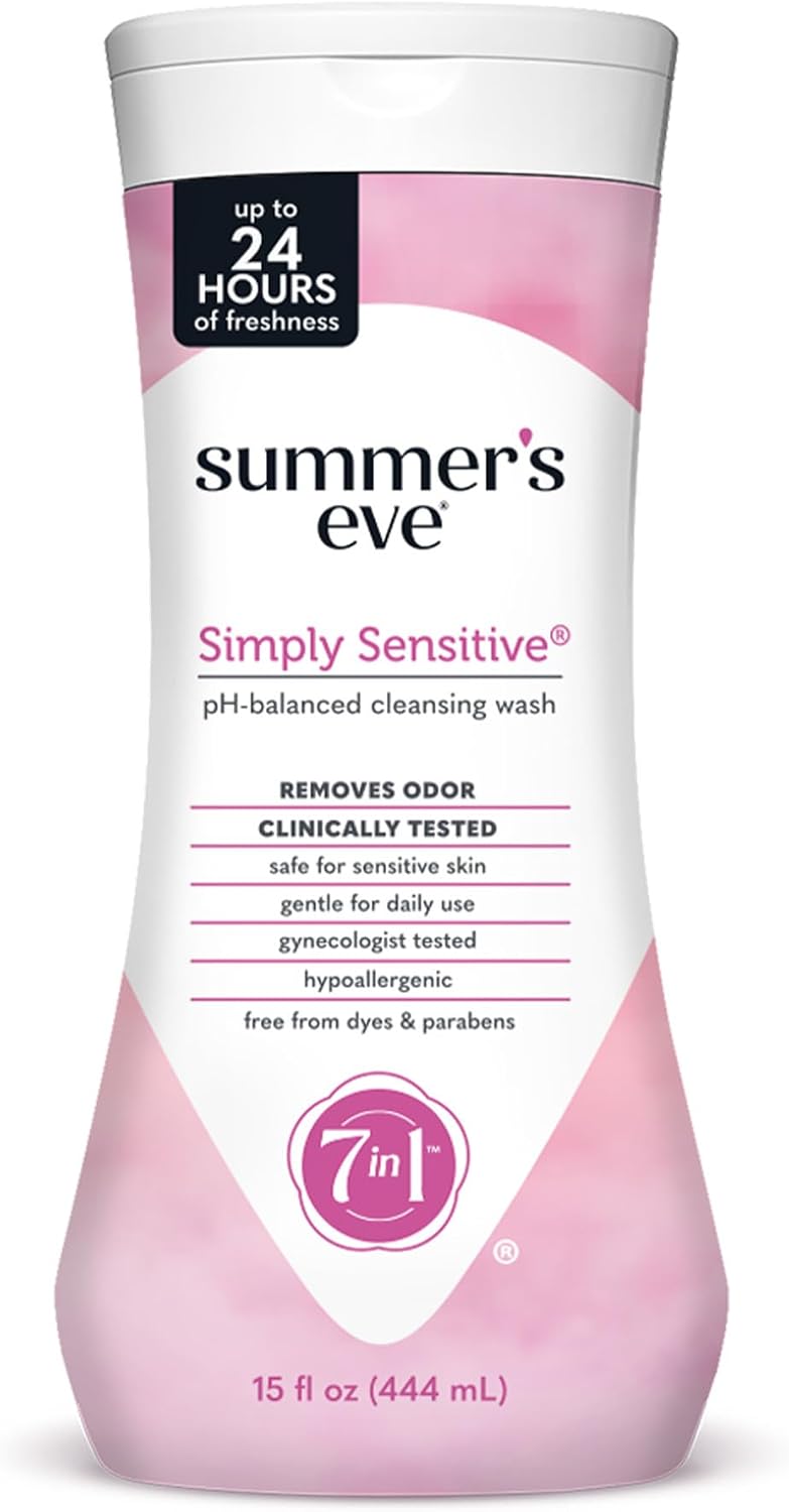 Summer's Eve Simply Sensitive All-Over Daily Feminine Wash, Gentle pH-Balanced Body Wash for Women, Removes Vaginal Odor, 15 Fl Oz - Image 2