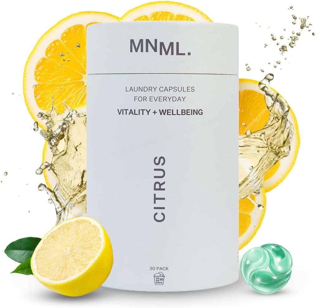 MNML Citrus Laundry Pods designed for Vitality & Wellbeing, Eco-Friendly Natural Laundry Detergent Pods for Sensitive Skin. No Waste, No Plastic, Natural Bio-Enzymes, Luxury Fragrance, 30ct Capsules - Image 2