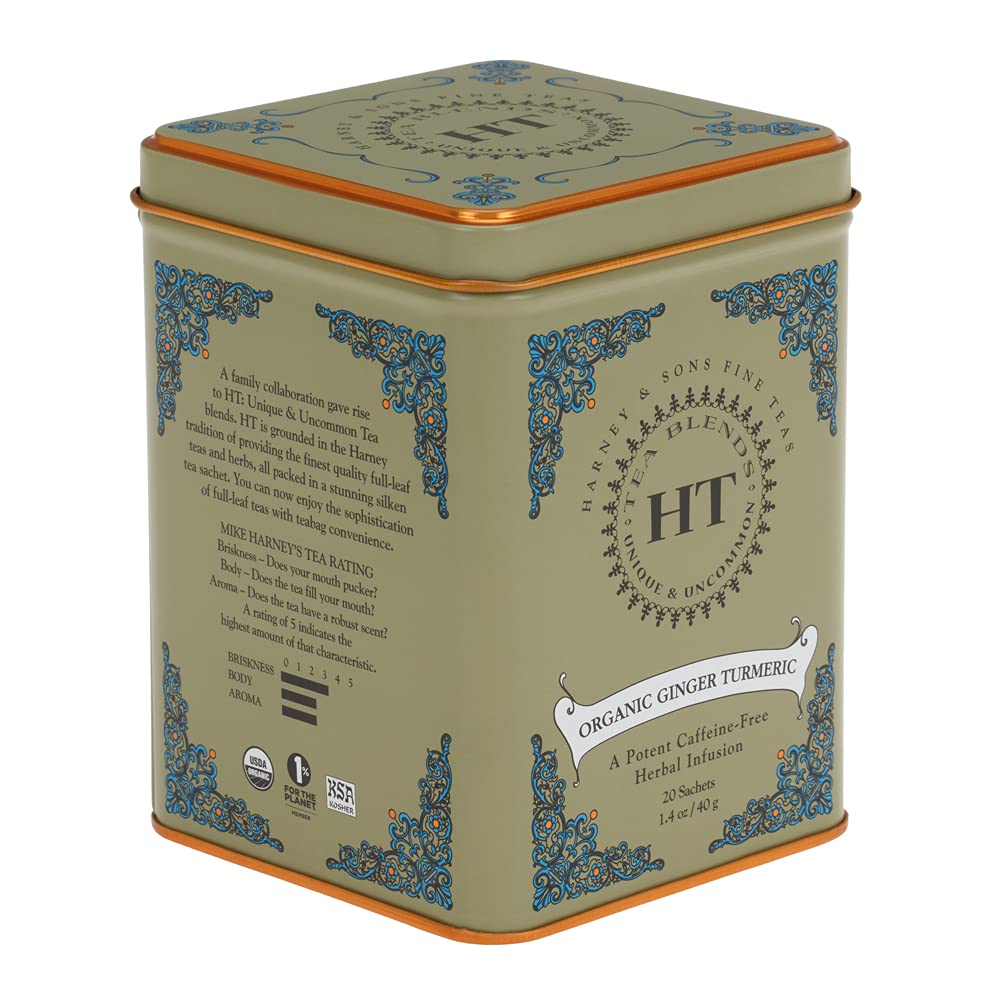 Harney & Sons HT Organic Ginger Turmeric Tea, 20 Sachets of Soothing Ginger Turmeric Tea - Image 2