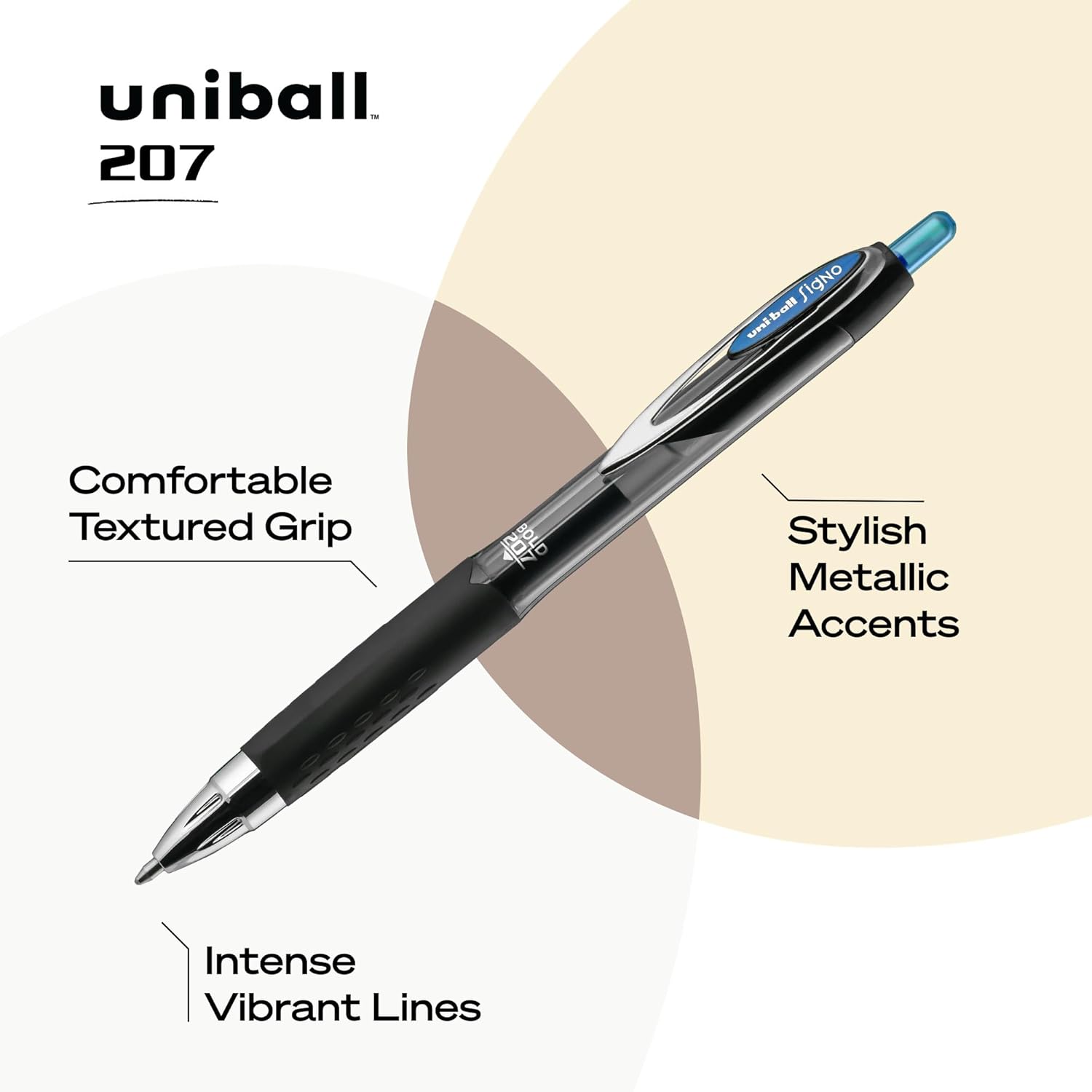 uniball 207 Retractable Gel Pens, Bold Point (1.0mm), Blue, 12 Pack - Image 5