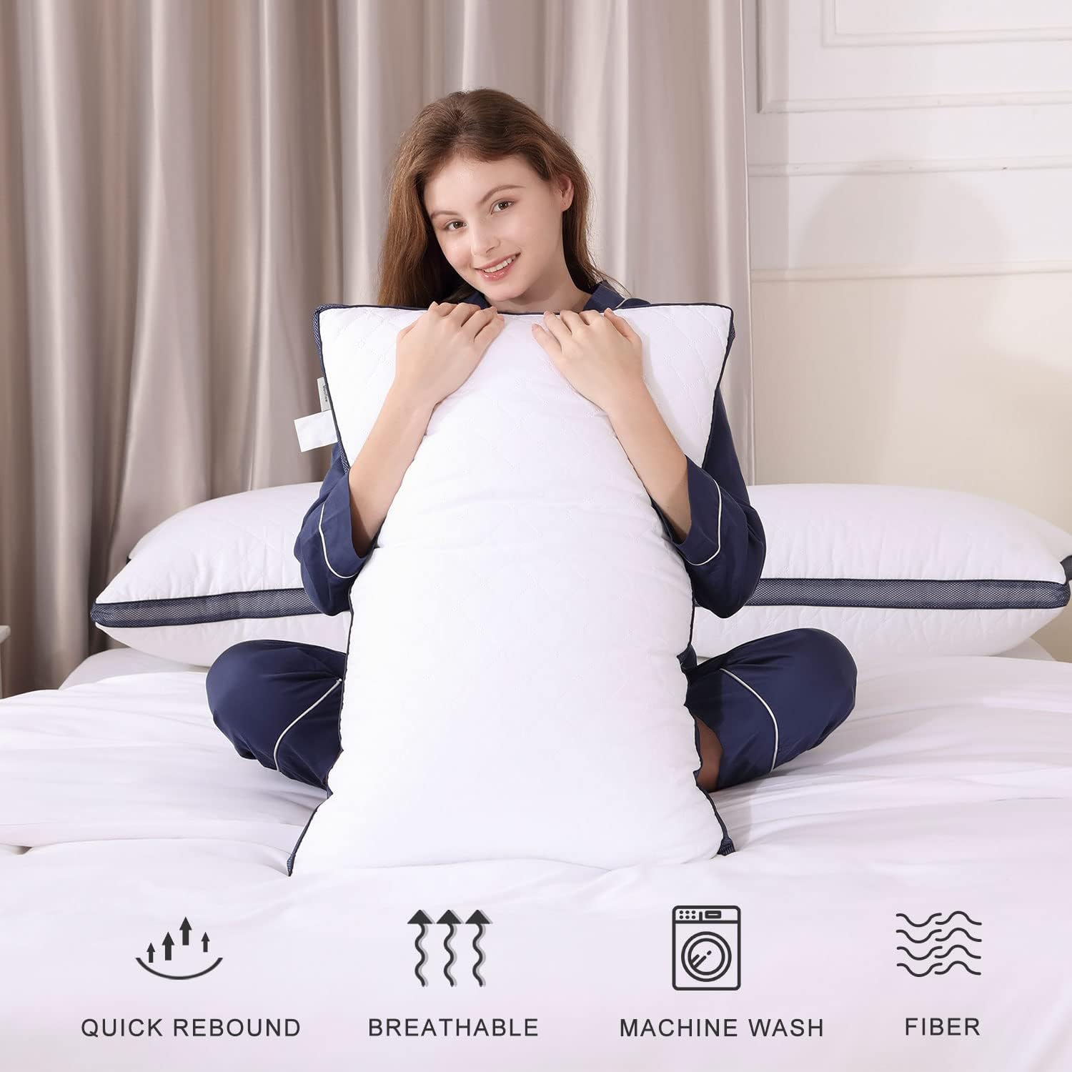 Meoflaw Pillows for Sleeping (2-Pack), Luxury Hotel Pillows Queen Size Set of 2,Bed Pillows for Side and Back Sleeper (Queen) - Image 7