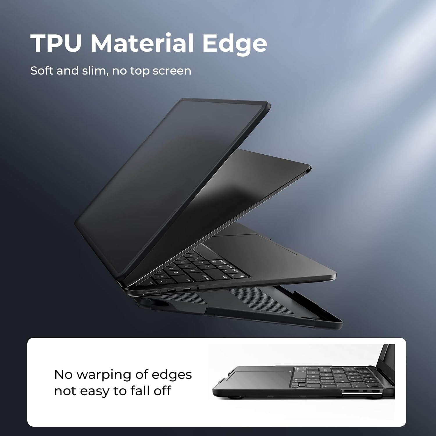 BlueSwan Anti-Cracking Hard Shell Case Compatible with MacBook Pro 14-inch M5 2026 2025-2021 Release M4 M3 M2 M1 Pro/Max Chip, Anti-Fingerprint Soft TPU Bumper, Frosted Black - Image 3