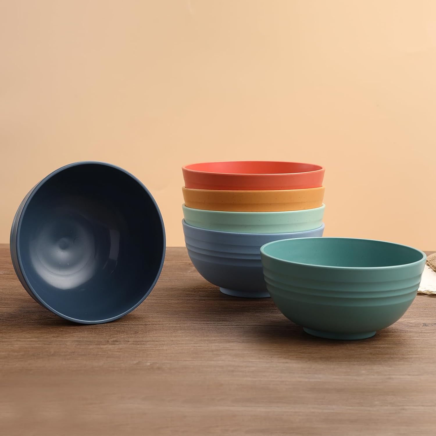 HEYCOME 12 Pcs Unbreakable Cereal Bowls Set, 26 Oz Wheat Straw Bowls Set, Microwave & Dishwasher Safe Rice Bowls for Kitchen, Reusable Plastic Bowls for Soup, Salad and Snack, BPA Free, Multicolor - Image 7