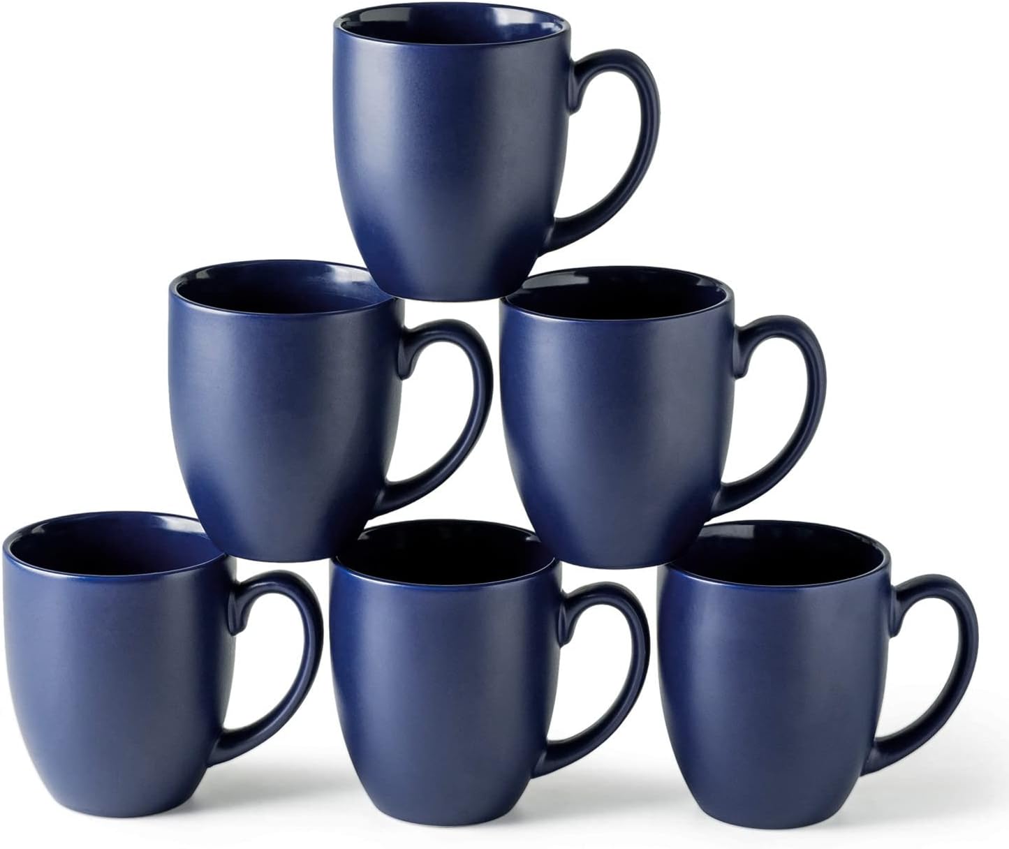 AmorArc 16oz Coffee Mugs Set of 6, Large Ceramic Coffee Mugs for Men, Women, Dad, Mom, Modern Coffee Mugs With Handle For Tea,Latte,Cappuccino,Cocoa. Dishwasher&Microwave Safe, Matte Blue - Image 2