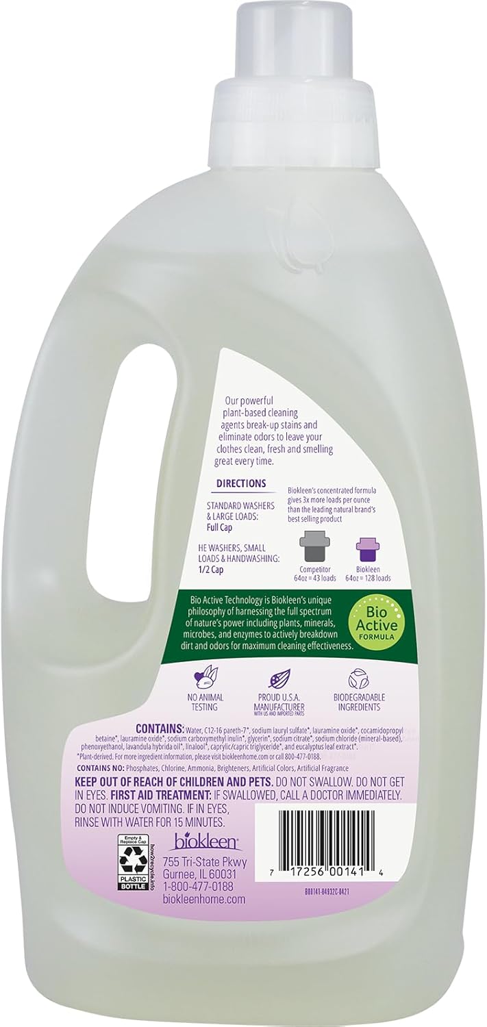 Biokleen Natural Laundry Detergent - 128 HE Loads - Liquid, Concentrated, Eco-Friendly, Non-Toxic, Plant-Based, No Artificial Fragrance or Preservatives, 64 Fl Oz - Image 3