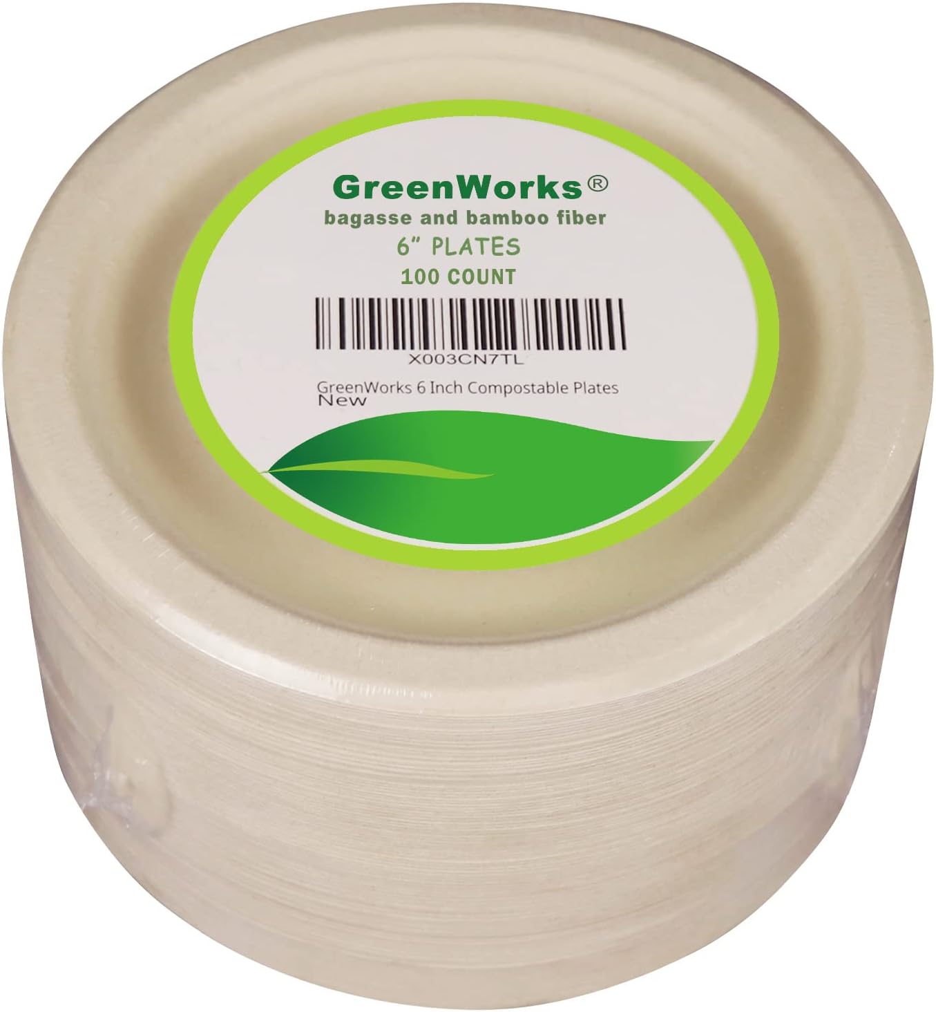 GreenWorks 100 Count 6“ Small Compostable Dessert Plates, Heavy-duty Unbleached Biodegradable Bagasse and Bamboo fiber Paper Plates - Image 6