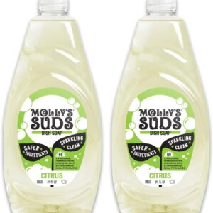 Molly’s Suds Liquid Dish Soap | Clean, Simple Ingredients | Extra Scrubbing Power | Citrus Scent, 24 oz – 2 Pack