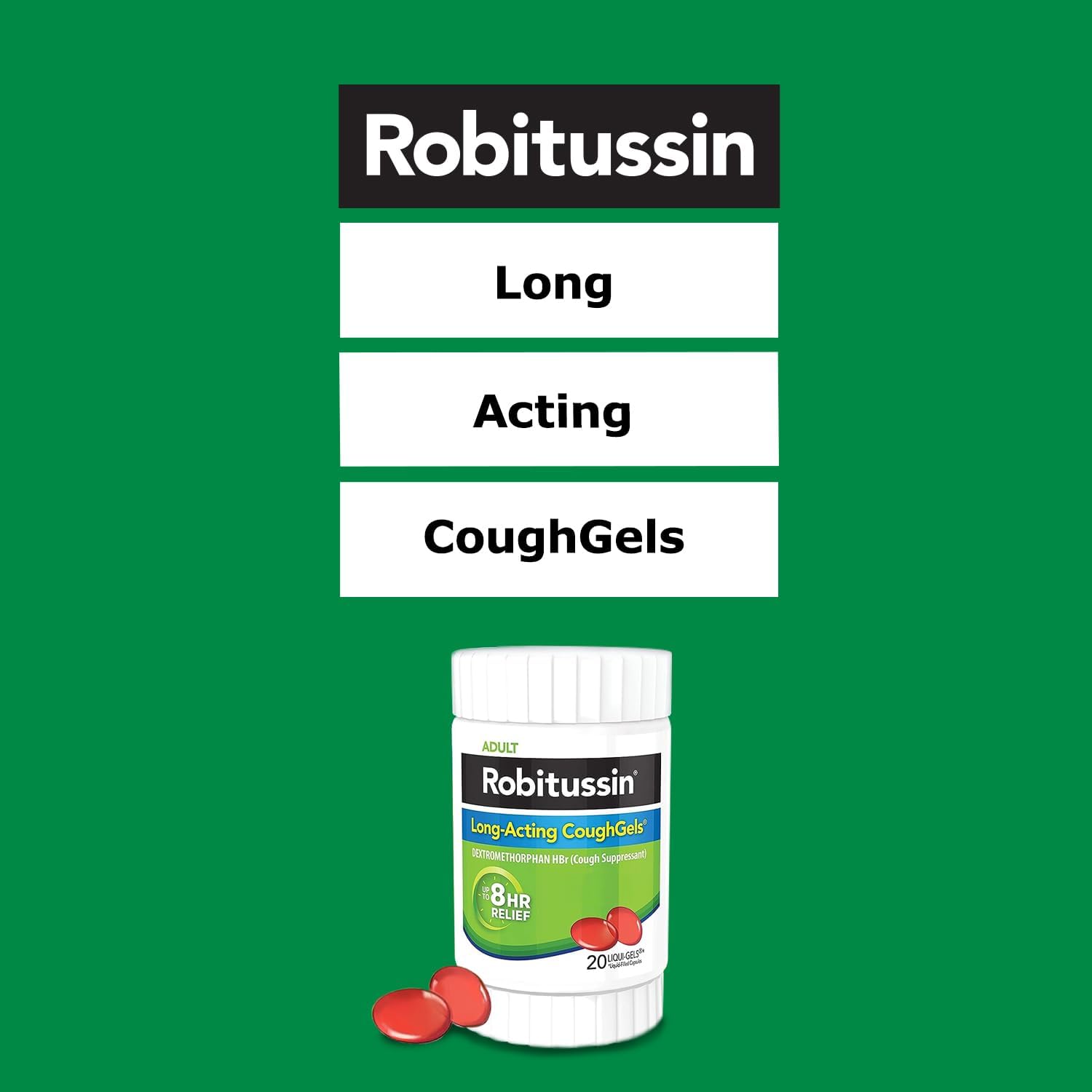Robitussin 8 Hour Liqui-gels Cough, Adult Formula - 20 count Liqui-Gels - Image 6