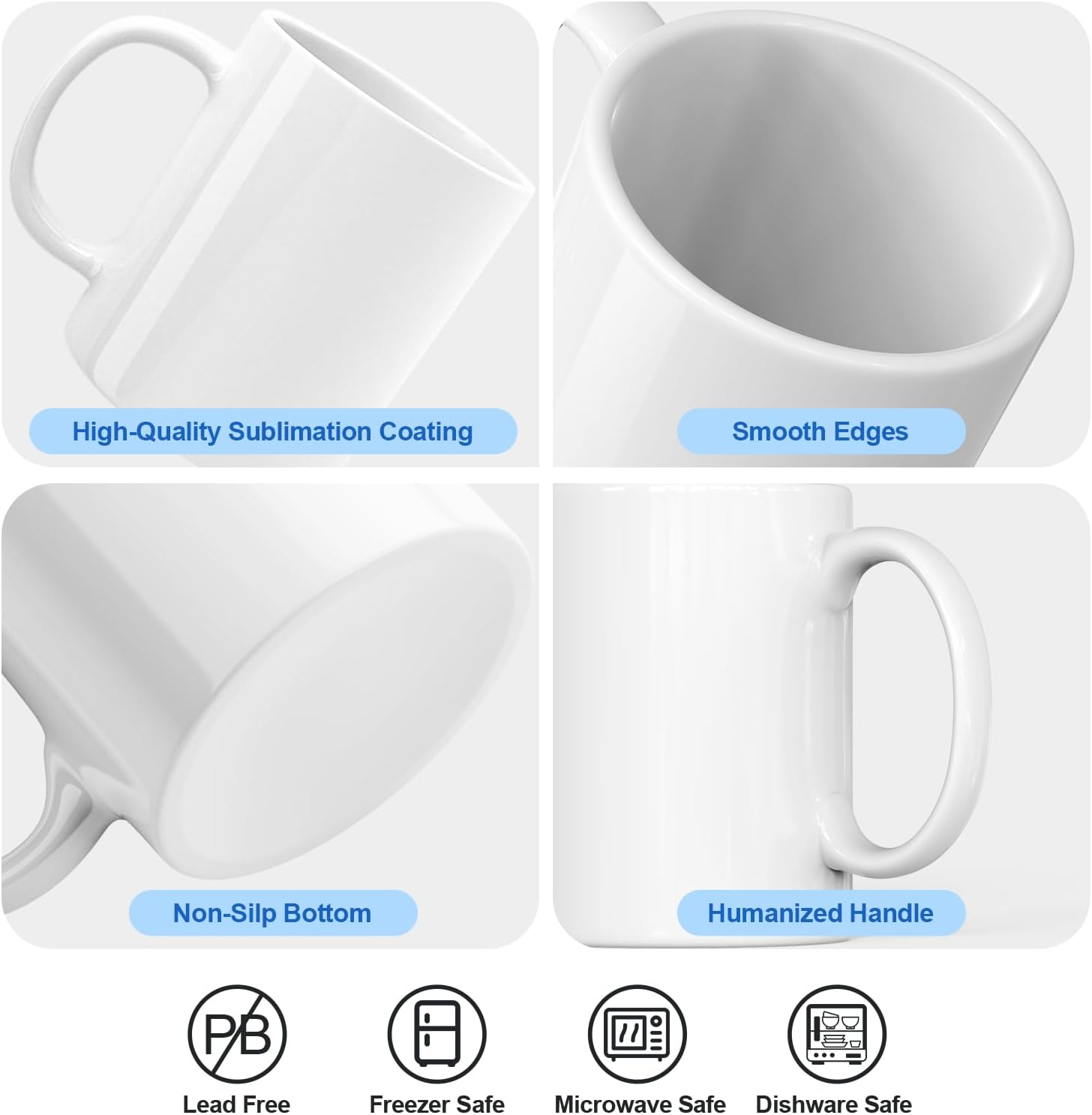 Dmsky Sublimation Coffee Mugs Tazas Para Sublimar 11 oz Blank Bulk Coffee Mug White Ceramic Photo Cups With Box, Heat Tape, sublimation paper Ideal for Crafts Printing Set of 12 - Image 4
