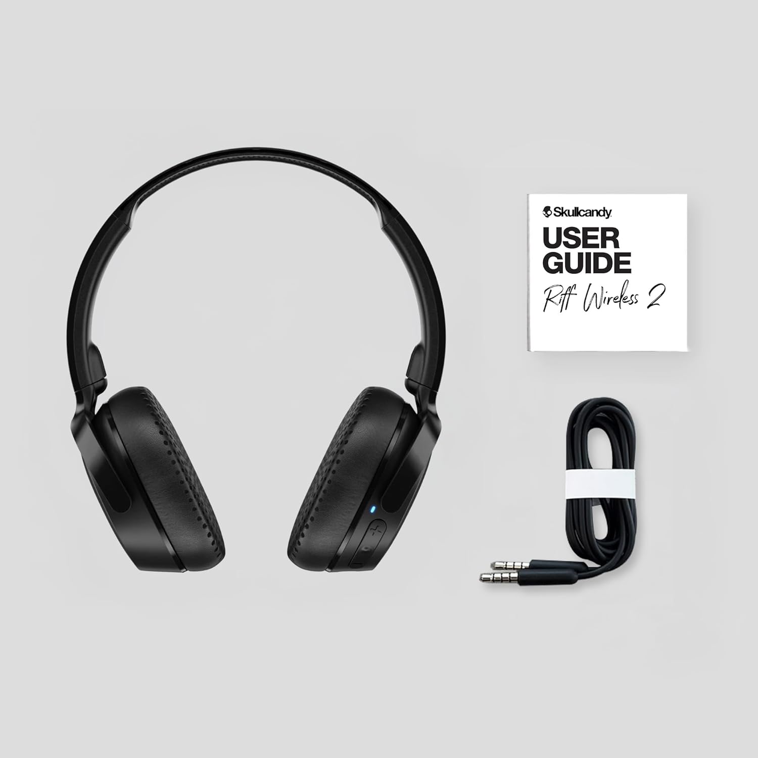 Skullcandy Riff Wireless 2 On-Ear Bluetooth Headphones, Up to 34 Hrs Battery, Foldable Lightweight Design, Convenient for Travel with Included 3.5mm AUX Cable, Microphone for iPhone Android - Black - Image 7