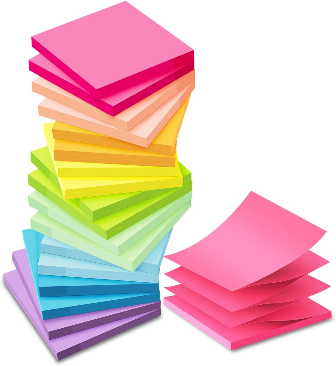 (18 Pack) Pop Up Sticky Notes Refill,3x3 in Popup Notepads,Accordion Stickies Super Sticking Power,Office School Memo Note Pads Bright Colors,Post on Windows Doors,Recyclable,Easy to Write on - Image 2