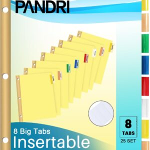 Binder Divider, PANDRI 200 Pack Binder Index Dividers with 8 Tabs and Sticky Notes, Letter Size Paper Binder Divider for School Office Home Business
