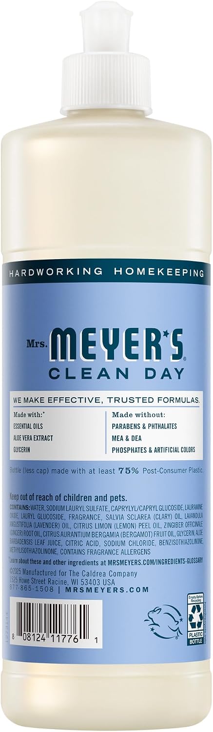 MRS. MEYER'S CLEAN DAY Liquid Dish Soap, Bluebell Scent, 16 Fl Oz Bottle - 3 Pack - Image 3