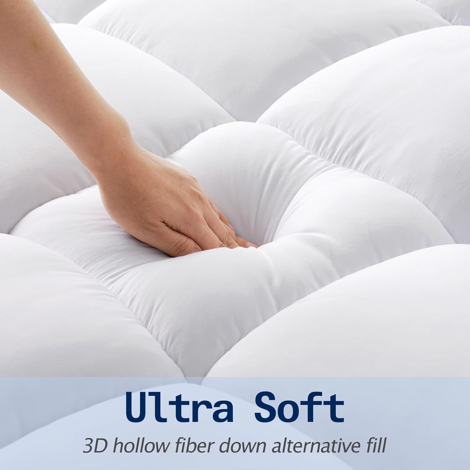 SOPAT Queen Size Mattress Topper, Extra Thick Pillow Top, Soft Down Alternative Fill, Deep Pocket Mattress Pad, 60x80 in, White, Machine Washable - Image 3