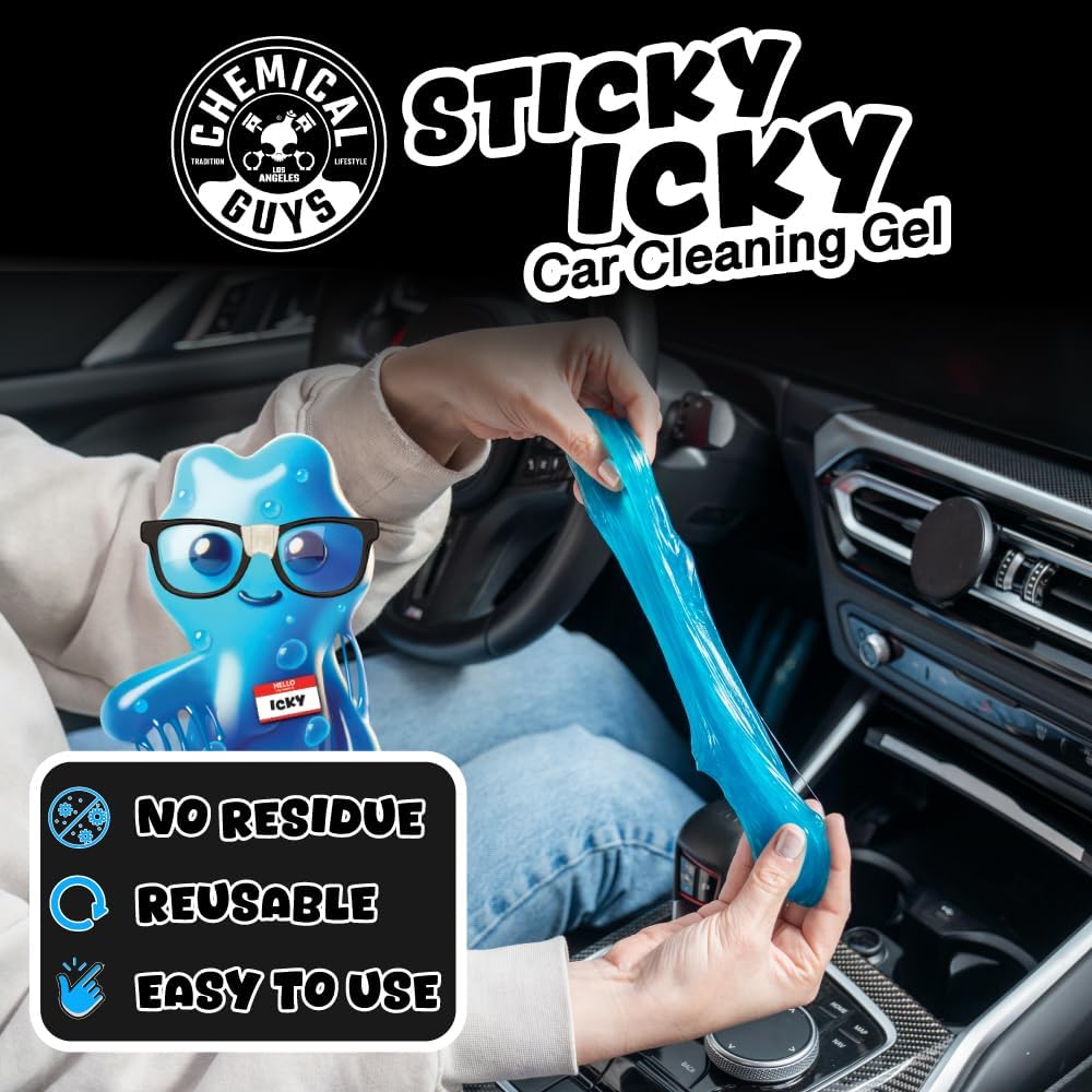 Chemical Guys Sticky Icky Car Cleaning Gel, Green Apple, Interior Car Cleaner, Reusable Automotive Crevice & Interior Dust Cleaner for Air Vents, Consoles, Cup Holders & Keyboards, 4 Pack (100g Each) - Image 3